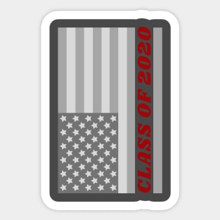 Class Of 2020 Distressed American Flag Red Text Gift Sticker